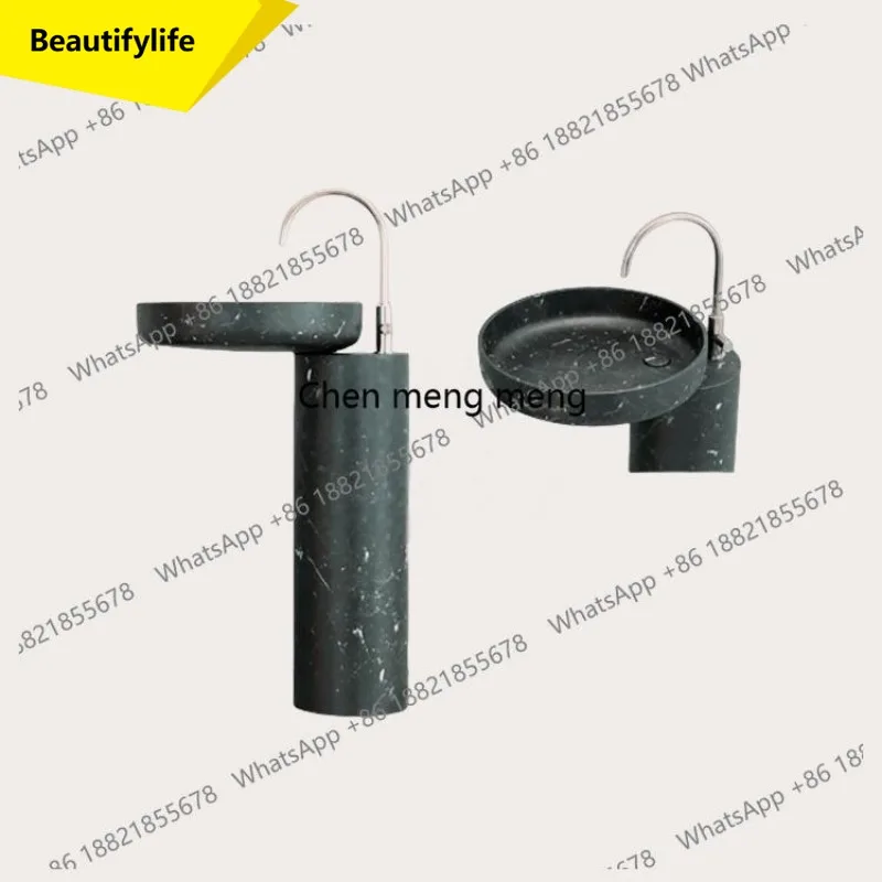 

A53 Handcarved Vintage Marble Pedestal Sink: Antique Freestanding Basin for Luxury Villa Balconies & Boutique Resorts -Weatherpr