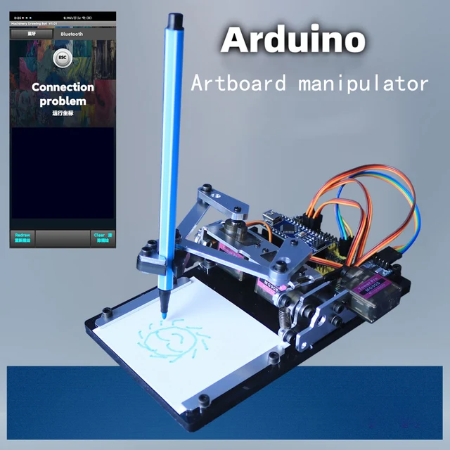 Ramię robota plotera XY z manipulatorem MG90 do rysowania i szkicowania w aplikacji, zestaw DIY robota Arduino, programowalny zestaw startowy robota.
