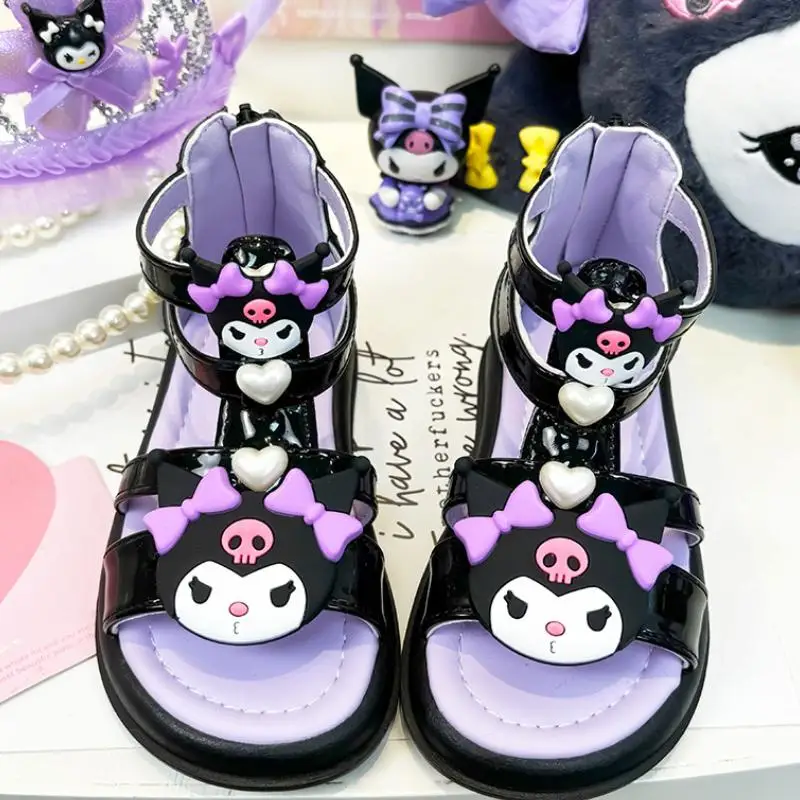 

Cartoon Sanrio Kawaii Kuromi Shoes Girl Sandals Sweet Children Girl Summer Soft Sole Shoes New Style Comfortable Fashion Gift