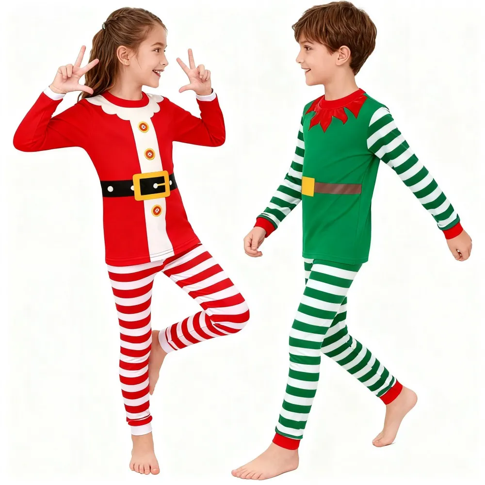 100 Cotton Boys and Girls Christmas Pajamas Children Sleepwear Baby Toddler Teenager Kids Pyjamas Pijamas Homewear Nightwear
