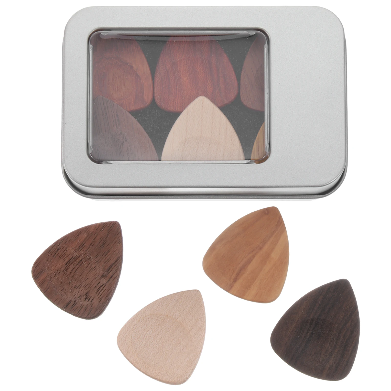 

Guitar Wooden Pick Set Musical Instrument Plectrum Case Solid Picks Accessories