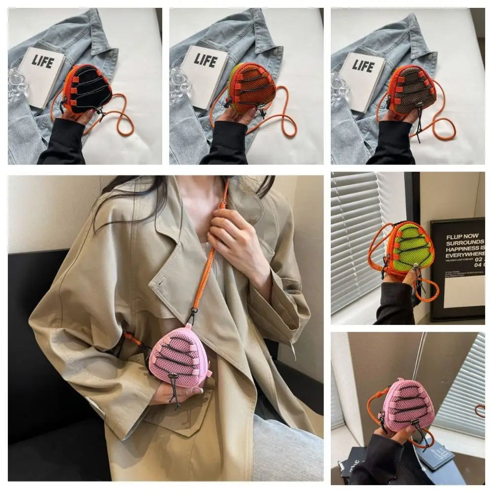 

Цветной контрастный милый мини-кошелек, крошечная портативная легкая сумка для хранения, повседневный аксессуар для наушников с ключом, нейлоновые сумки через плечо для женщин
