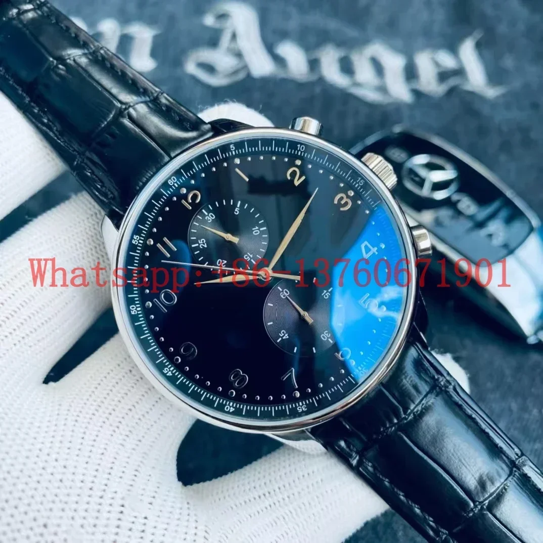 Top Quality Mens Mechanical Watch Automatic Watches Stainless Steel Black Blue Green Leather Fashion Wristwatch