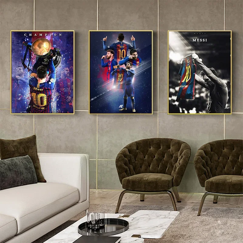 Modern Fashion Sports Aesthetics Wall Art Soccer Star Messi Ronaldo HD Canvas Poster Print Home Bedroom Living Room Decoration