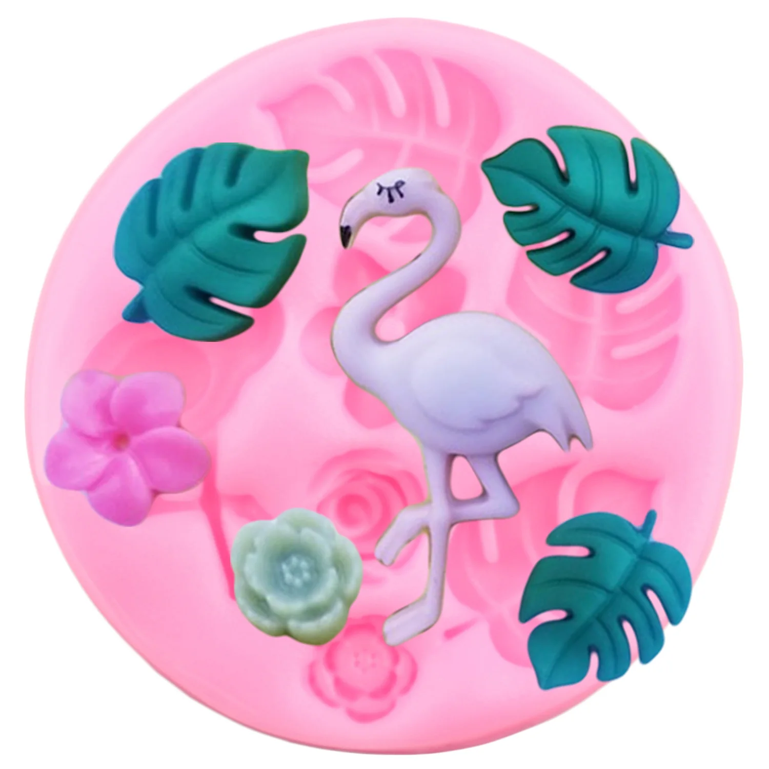 Flamingo Tropical Leaf Silicone Mold Plumeria Hibiscus Flower Fondant Molds Bird Pineapple Chocolate Molds Cake Decorating Tools