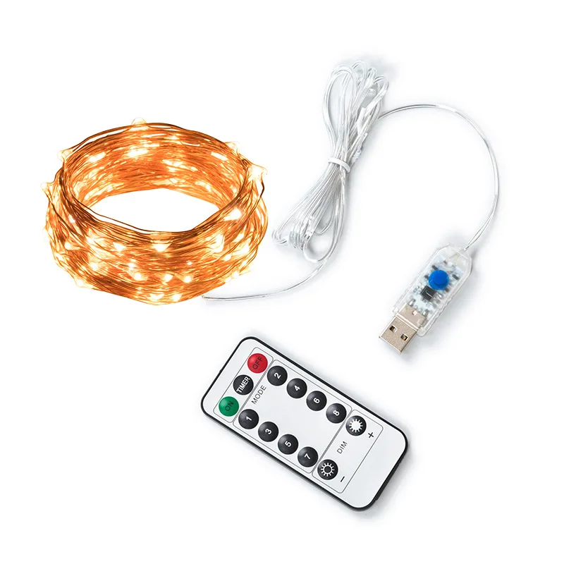 10M LED String Fairy Lights USB Garland With 8 Modes Remote Control Waterprrof Festoon For Garden Wedding Christmas Tree Decor