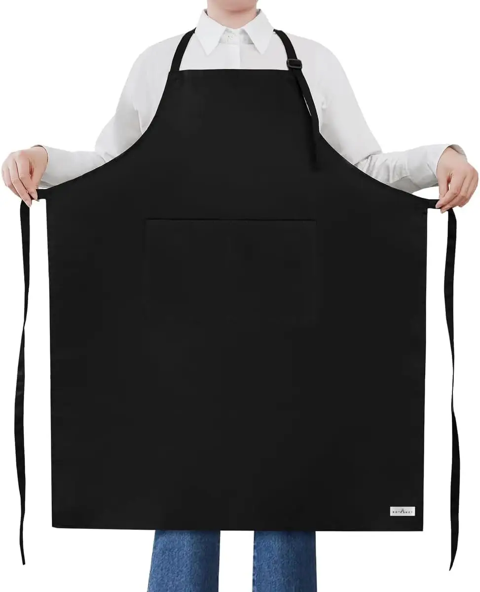 

Extra Large Apron for Men & Women, Adjustable Bib Apron with 2 Pockets, Water & Oil Resistant for Kitchen Cooking