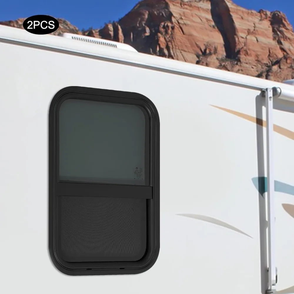 استبدال نافذة RV المنزلقة العمودية، 15 وات × 22 ساعة، مع شاشة شبكية للمركبات العتيقة
