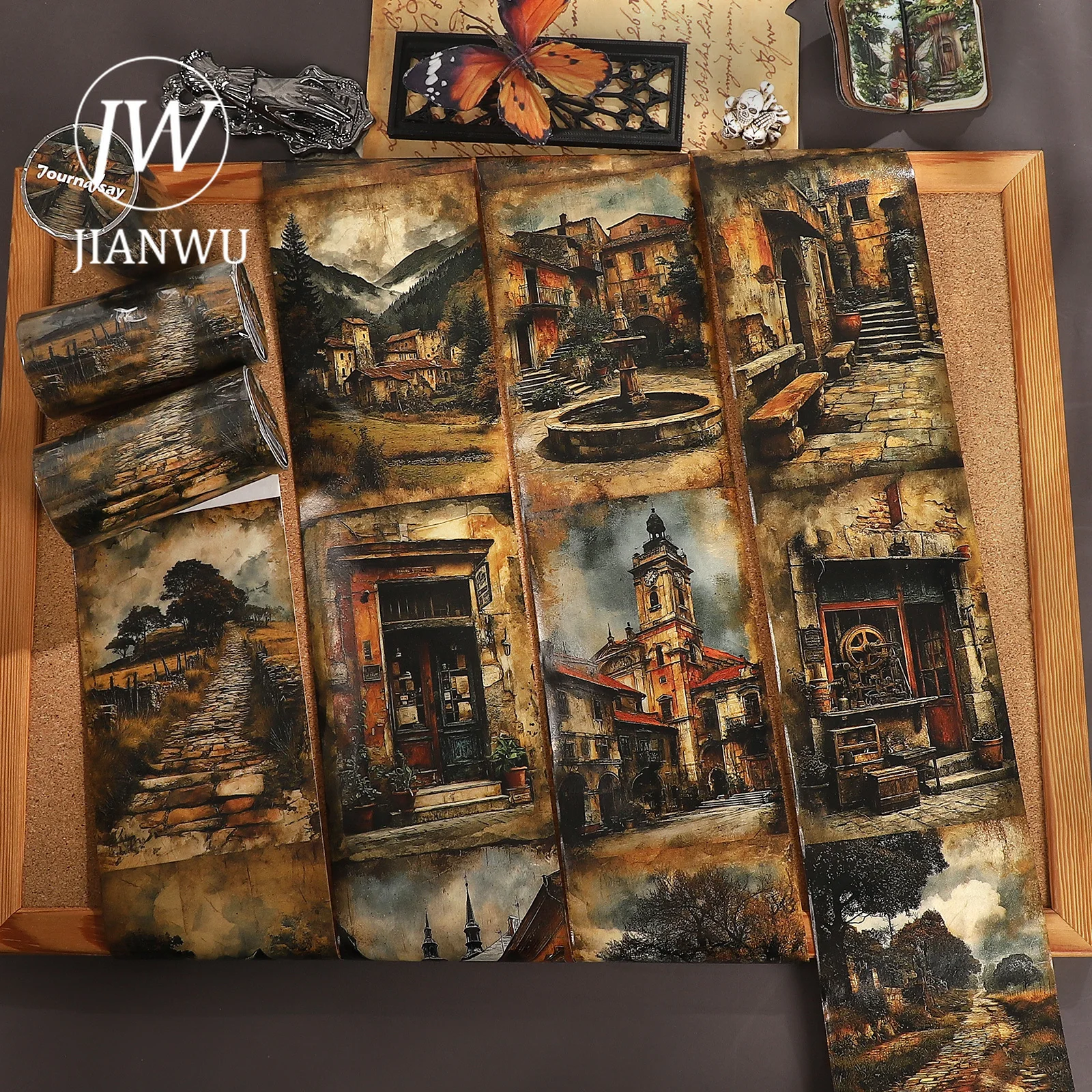 JIANWU 80mm*204cm Vintage Character Flower Manor Landscape Material Collage Scrapbooking Washi Tape Creative Journal Stationery
