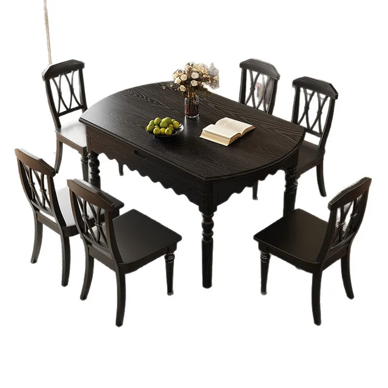 

American solid wood dining table modern simple square round table