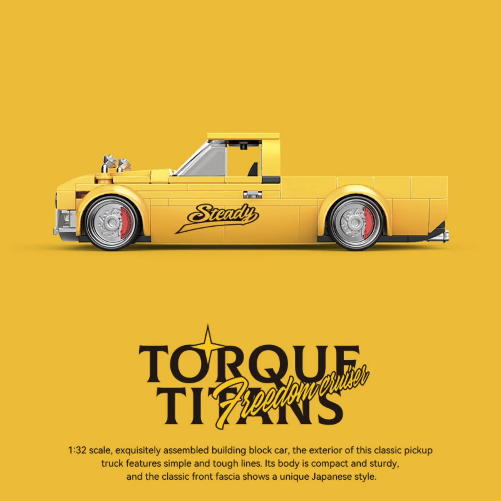 PB8842 Creative Interlocking Bricks Toy - Pickup Truck & Racing Car Model Set with Storage Box for Kids