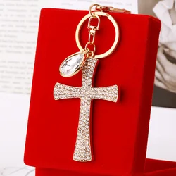 New Large Gold Color Cross Pendant Keychain Gothic Jewellery Fashion Charm Delicacy Beautiful Men and Women Gift Key Chains