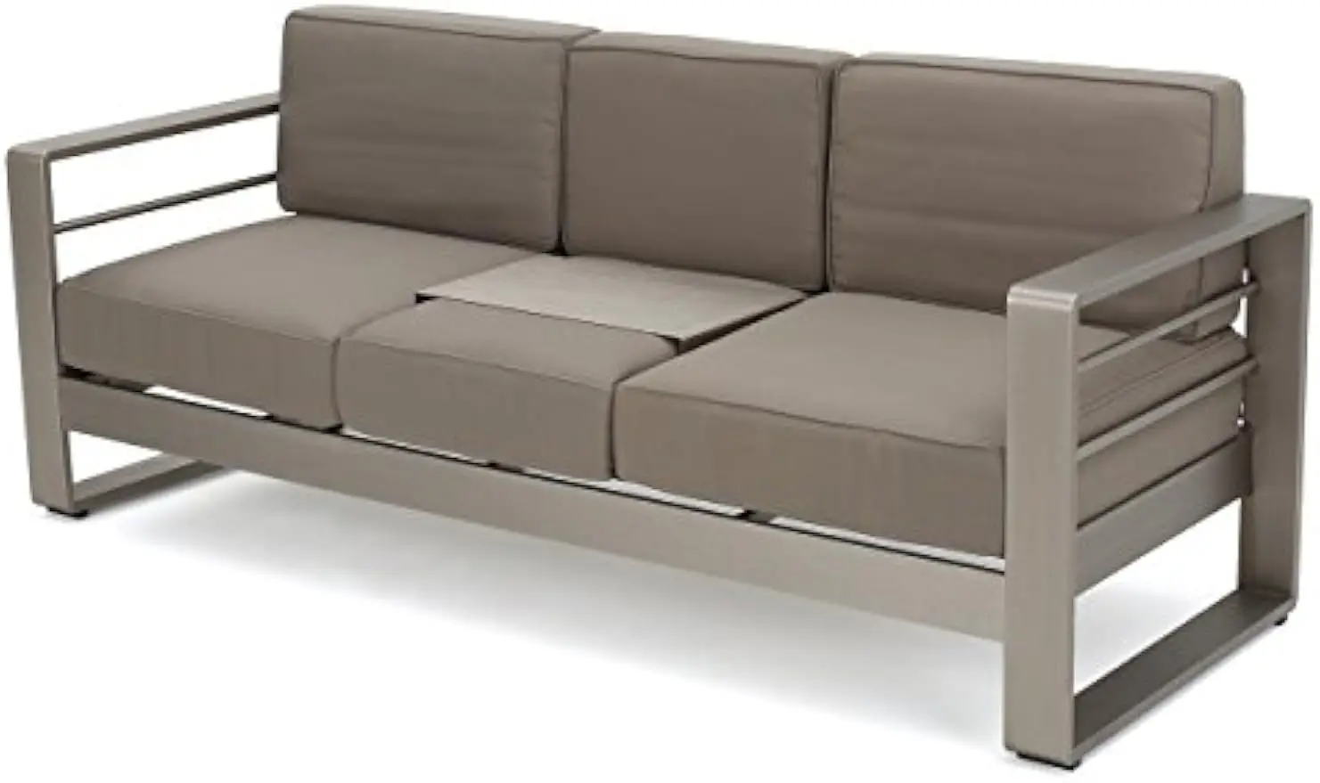 

Christopher Knight Home Cape Coral Outdoor Loveseat Sofa with Tray, Khaki