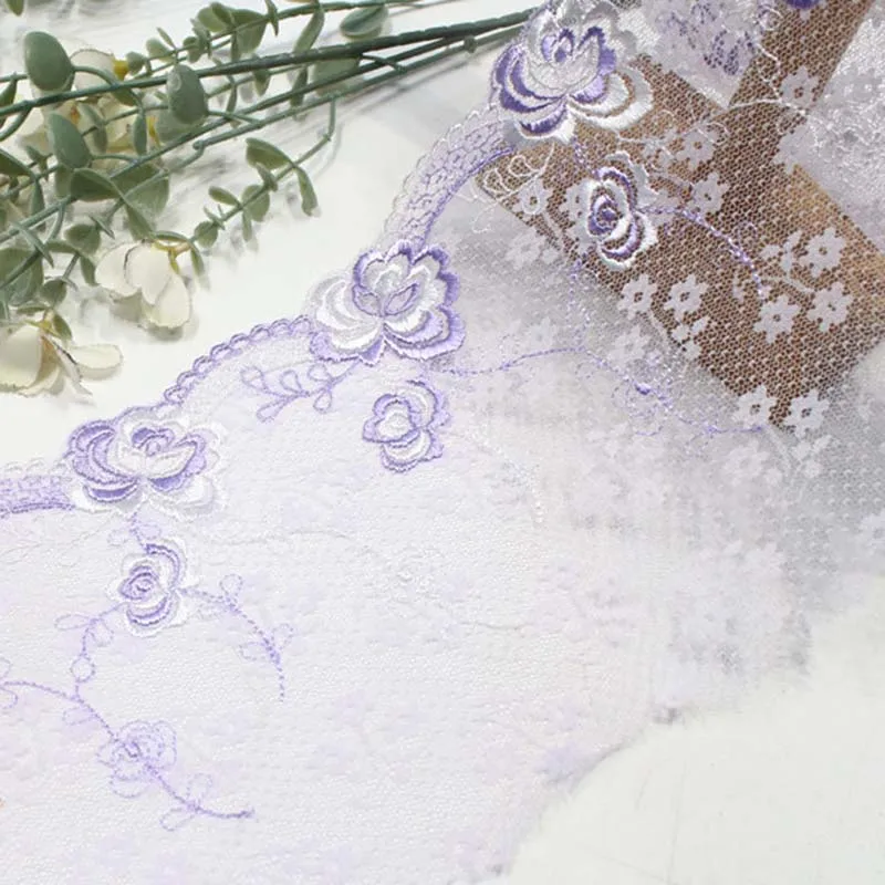 

30 ярдов фиолетовой сетчатой тюлевой тесьмы с цветочной вышивкой для отделки юбок, нижнего белья, шитья, рукоделия, ткань для белья