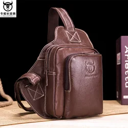 BULLCAPTAIN Men's Fashion Chest Bag Soft Leather Chest Bag Men Casual Messenger Bags Large-Capacity Business Bag's