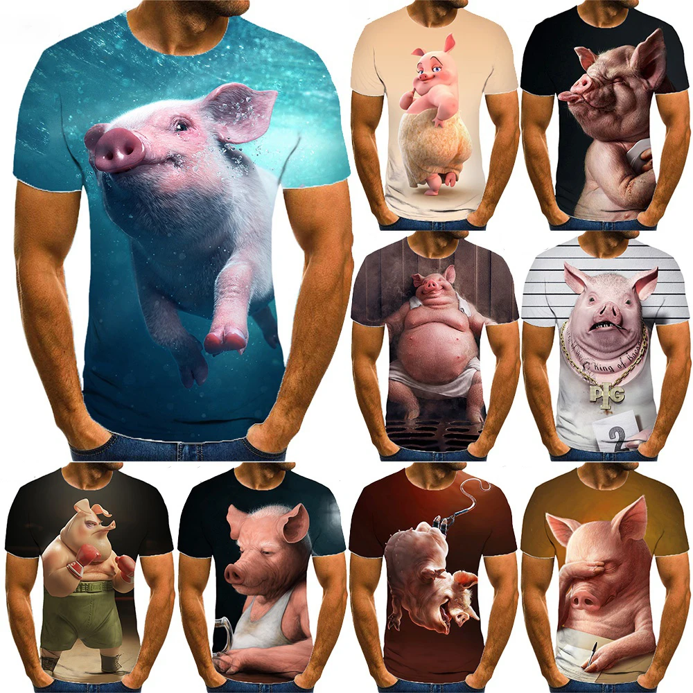 New Fashion Pig 3D Printed T-shirt Men\'s and Women\'s Summer Casual Short Sleeve Crew Neck Shirt Top