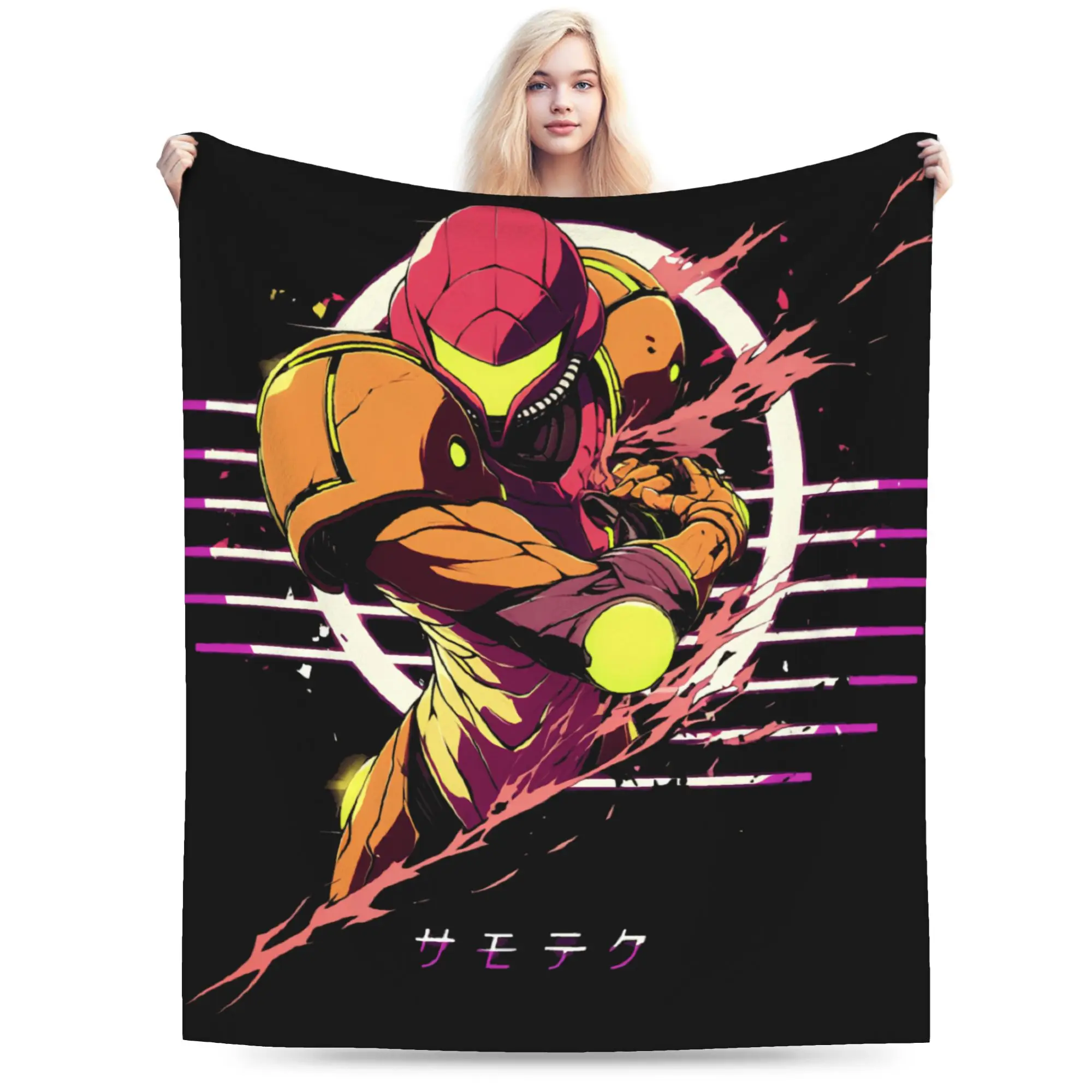 Metroids Hero Game Samus Blanket Quality Soft Cozy  Throw Blanket Spring Camping Chair Sofa Bed Funny Bedspread