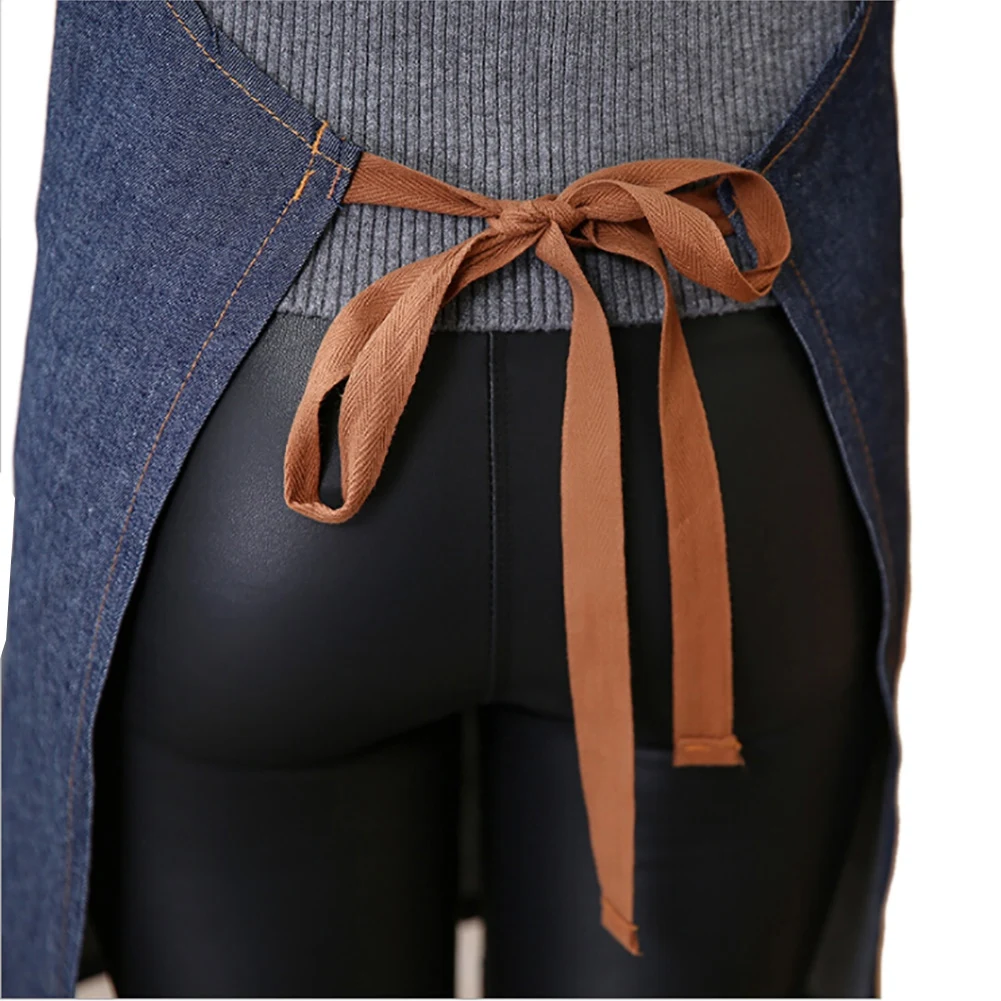 cotton Hot Antifouling Aprons Unisex Uniform Denim Cowboy Simple Chef Cooking Aprons for Women Kitchen Apron