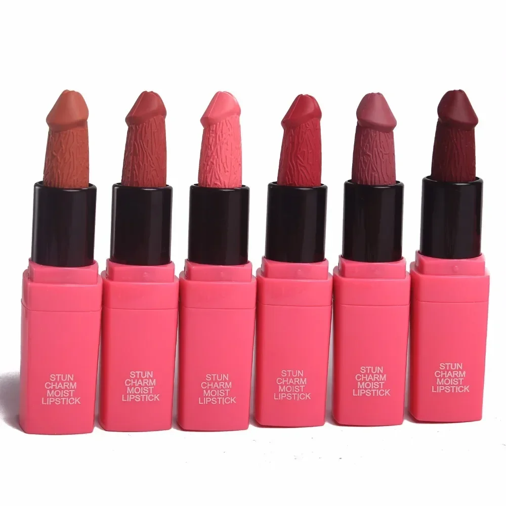 12 Colors Penis Shape Mushroom Long Lasting Moisture Cosmetic Lipstick Lips Makeup Lipstick cosmetic batom