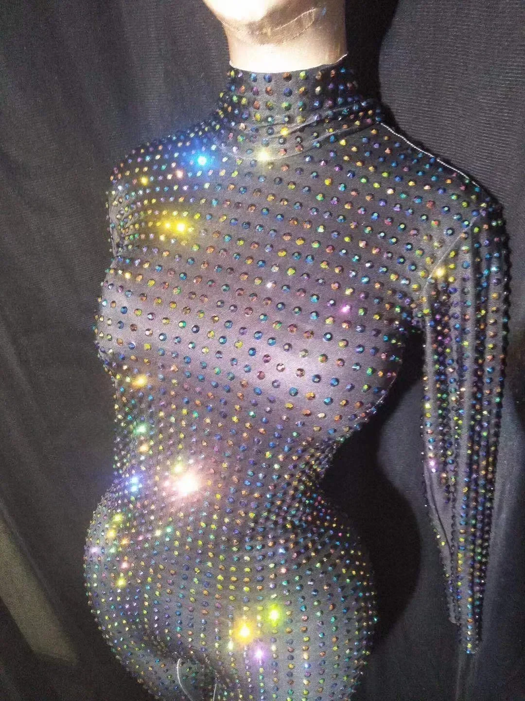 

Women Sparkling Rhinestone Crystal Skinny Jumpsuit Party Dance Club Stage Outfits 2026