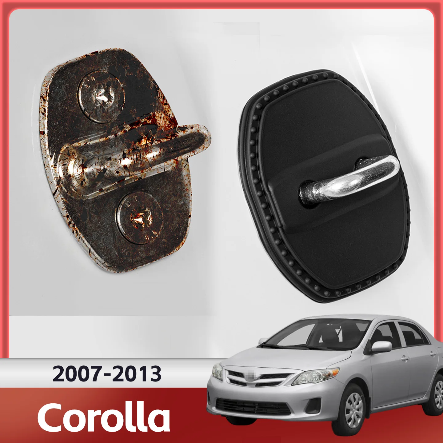 2/4Pcs Silicone Car Door Lock Cover Protective Decoration Case For Toyota Corolla E140 E150 2007 2008 2009 2010 2011 2012 2013