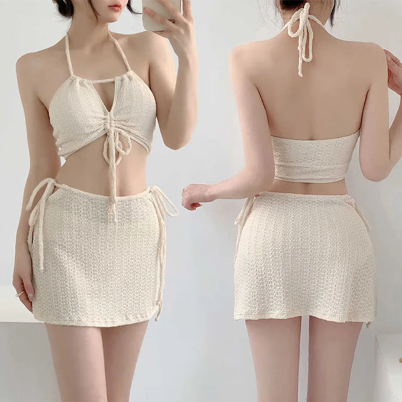 

Hot Spring Women's Swimsuit Version Floral V-neck Bikini Hot Spring Split Triangle Conservative Ins Xiaoxiangfeng Swimsuit