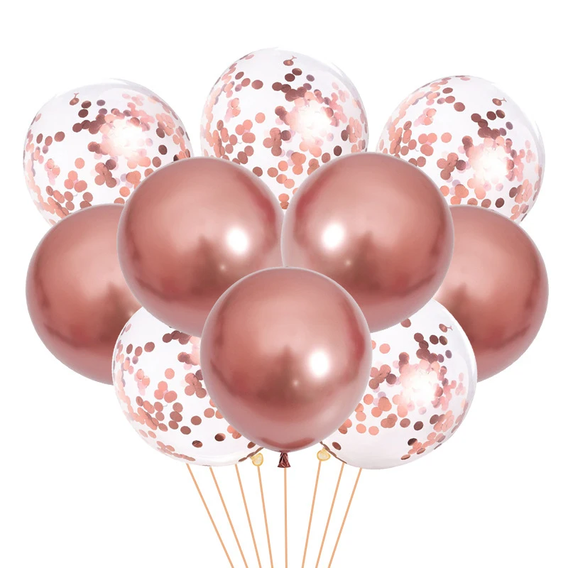 10Pcs 12inch Metallic Confetti Latex Balloons Kids Adult Happy Birthday Party Decor Baby Shower Anniversary Wedding Supplies