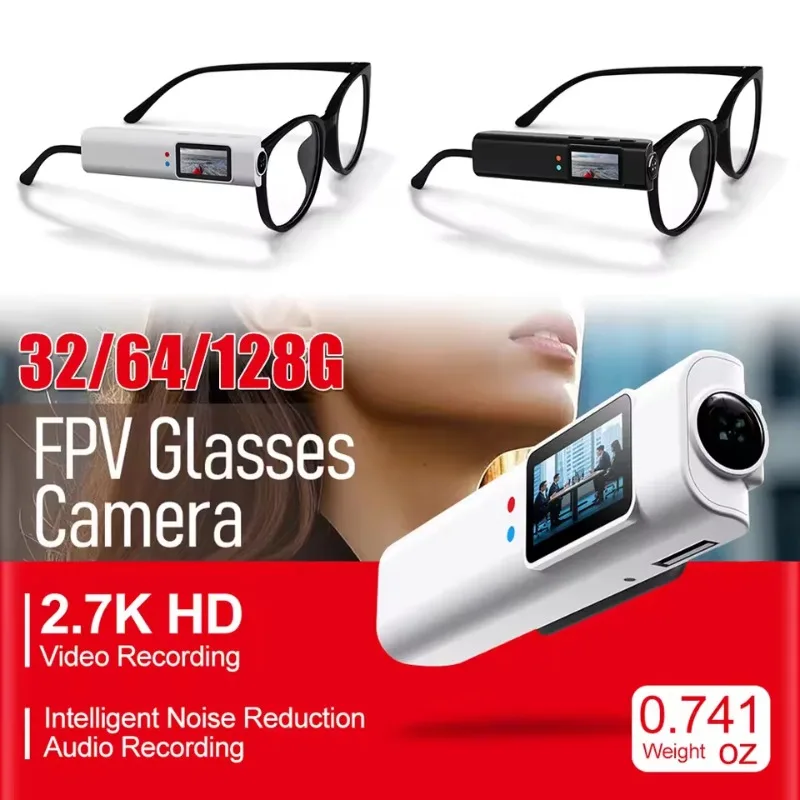 

2.7K HD Glasses Camera WiFi Mini Digital Camera 0.96inch IPS Screen Video Shooting Micro-camera 250mAh Battery Eyeglasses Camera