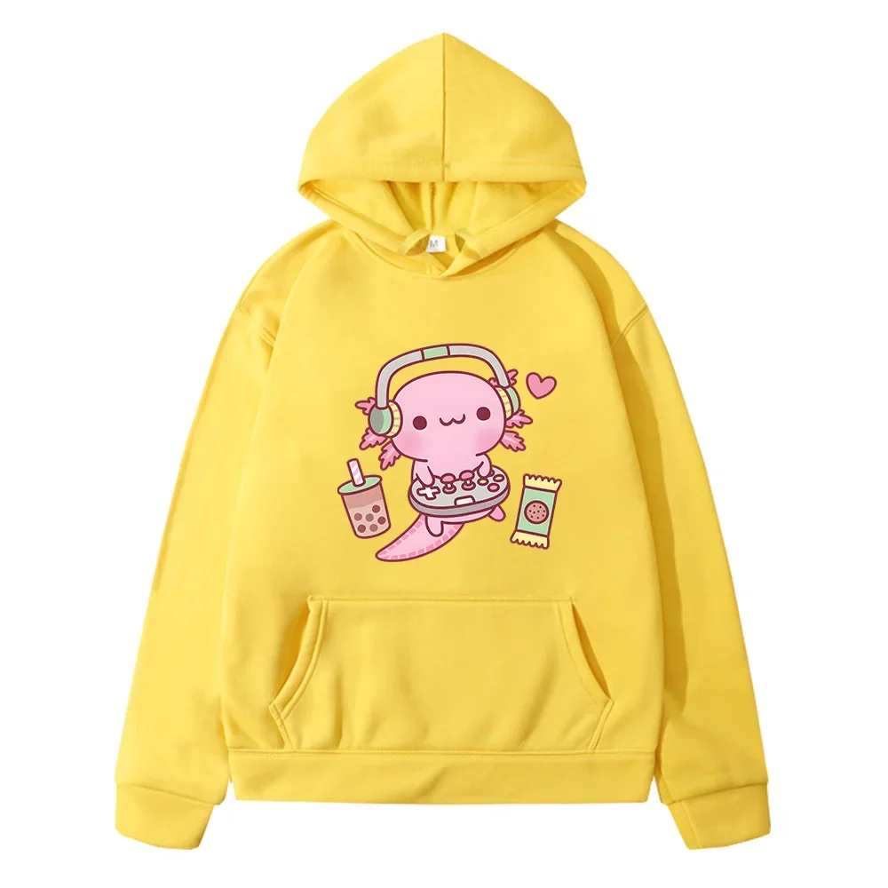 Axolotl Salute Play Games Funny Hoodies Winter Girls Tops Spring/Autumn Long Sleeve Unisex Sweatshirts Harajuku Sudaderas Kids