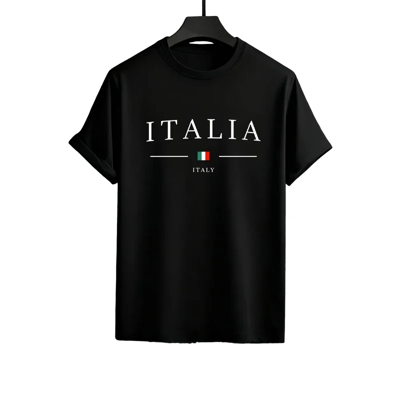 بدلة رياضية صيفية لعام 2026 للرجال تي شيرت + شورت أزياء حضرية غير رسمية بأكمام قصيرة تي شيرت ملابس إيطالية مطبوعة للرجال #5