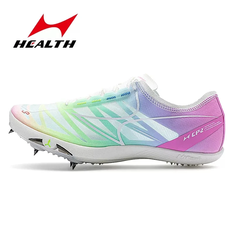 Health CP2 Track And Field Shoes Mid Short Distance Running Sneaker Professional Men Women Carbon Plate Sprint Dash Sport Shoes