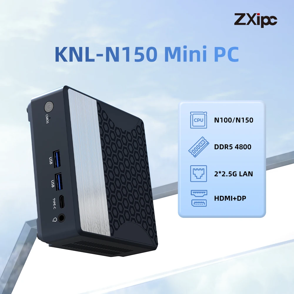 

ZXIPC N150 N100 Мини-ПК Windows 11 Pro DDR5 4800 МГц 512 ГБ SSD WiFi5 BT4.2 Dual 2.5G MINI Офисный геймерский компьютер