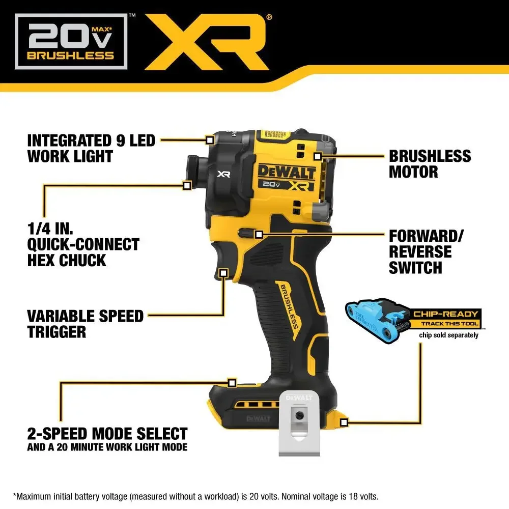 DEWALT DCF870NT 18-20V Brushless Hydraulic Electric Drill with Tool Box Rechargeable Lithium-ion 1/4'' Impact Driver Power Tool