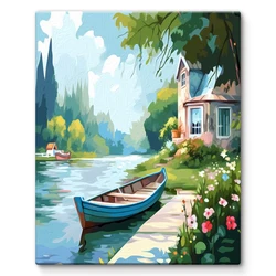SDOYUNO Painting By Numbers Modern Adult Coloring Landscape Blue Green Pictures By Numbers On Canvas Drawing Brushes Wall Decor