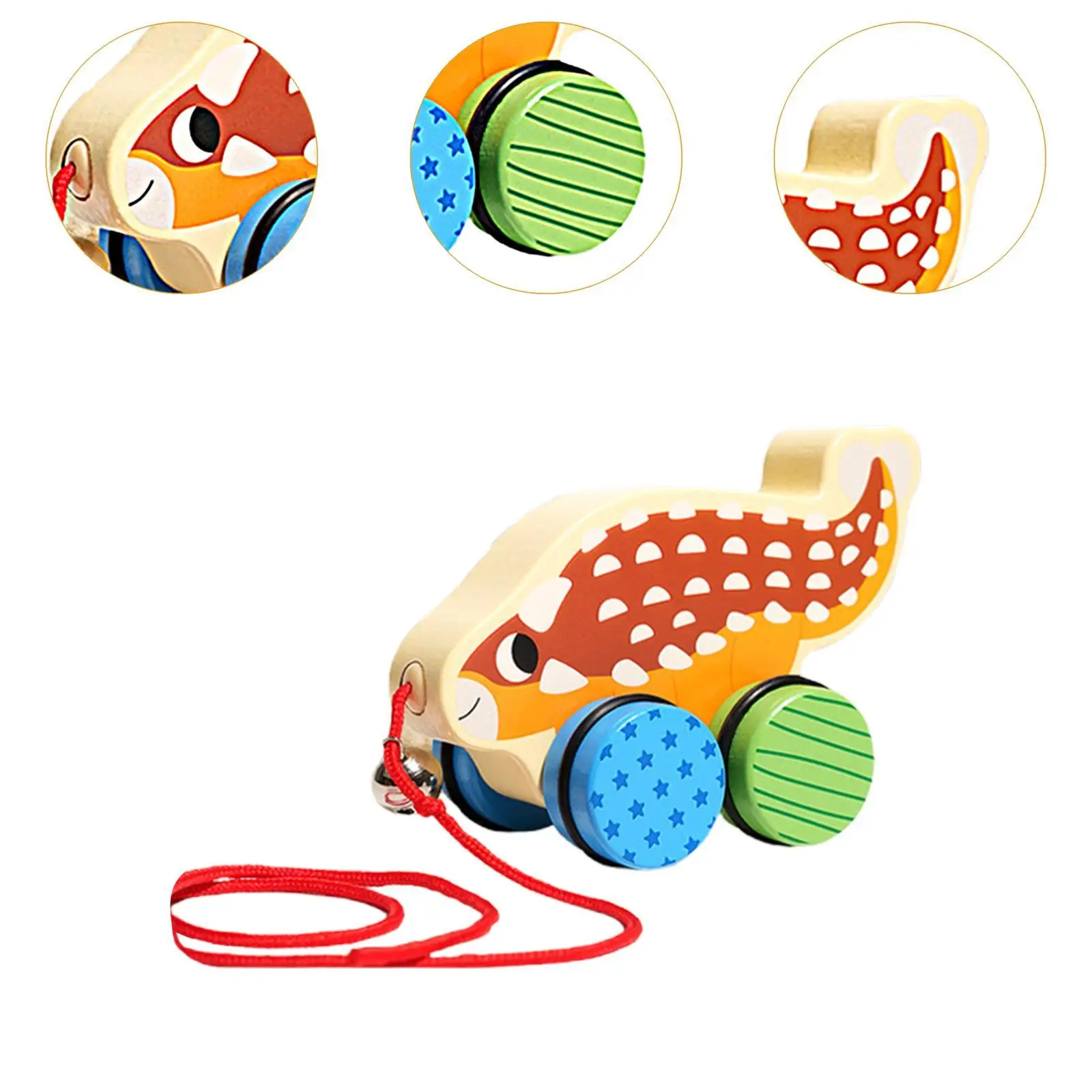 Pull Along Toy with String,Walking Wooden Toy Early Development Animal Push and