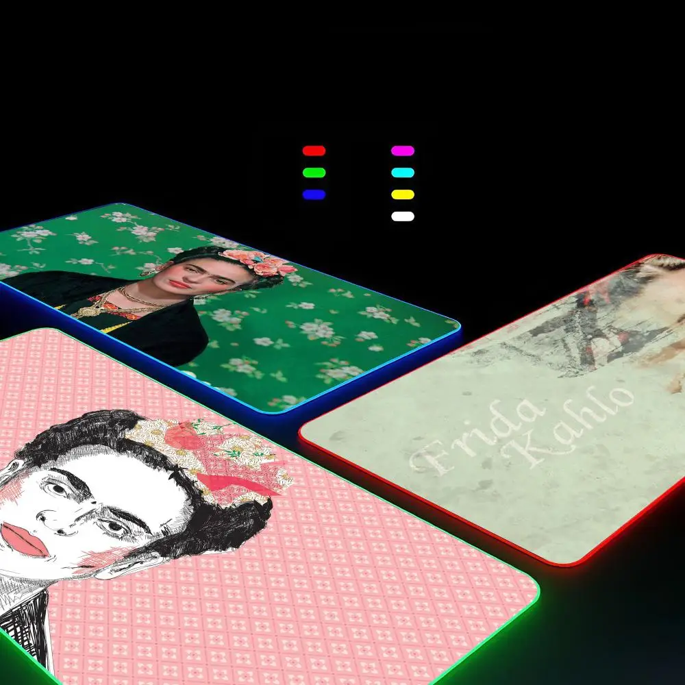 Fashion F-Frida K-KahlosS Mouse Pad Gamer RGB Deskmat Keyboard Mat Gaming Laptops LED Mousepad Desk Protector Anime Mause Mats