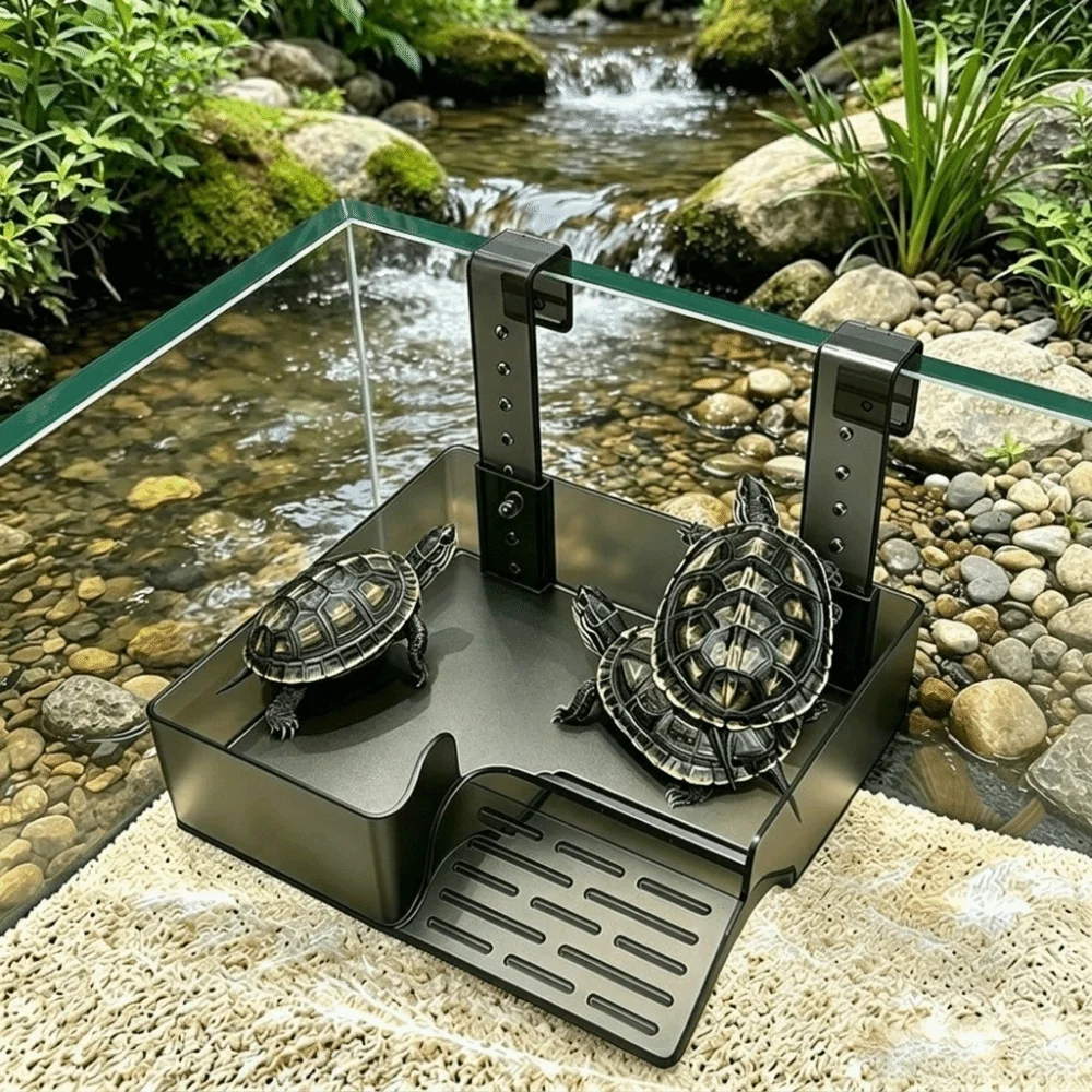 Plastic Turtle Basking Platform Height Adjustable Non-Slip Turtle Climbing Slope Sun Drying Dock Suction Cup Reptile Ramp