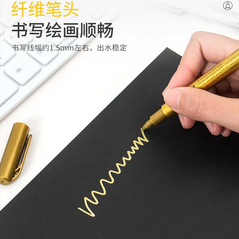 50Pcs โลหะกันน้ำถาวร Marker ปากกาเงินทองสี DIY อีพ็อกซี่เรซินแม่พิมพ์วาดนักเรียนงานฝีมือ Marker ปากกา