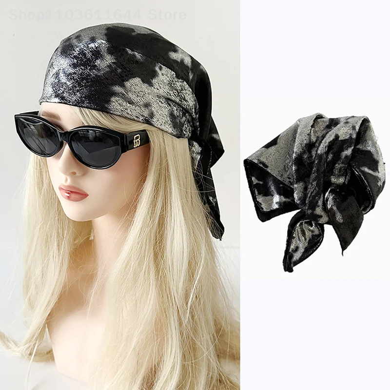 

Ретро пикантный платок из искусственной кожи, женский летний платок Y2k, квадратный шарф, платок в стиле хип-хоп, корейская серия, универсальная повязка на голову, шарф для волос