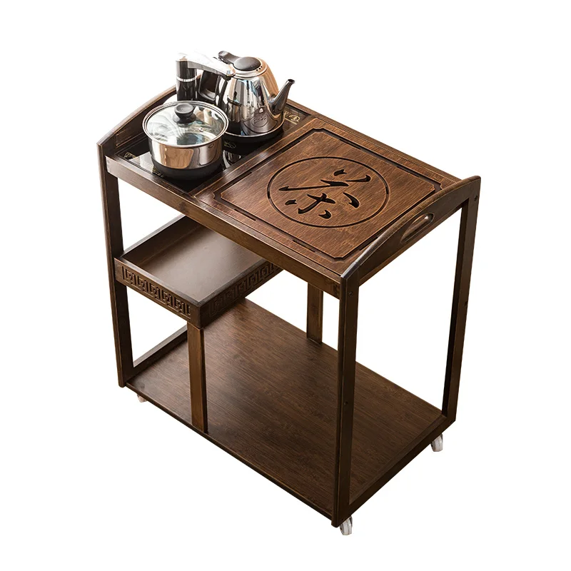 LH removable tea table side cabinet small coffee table solid wood living room tea rack