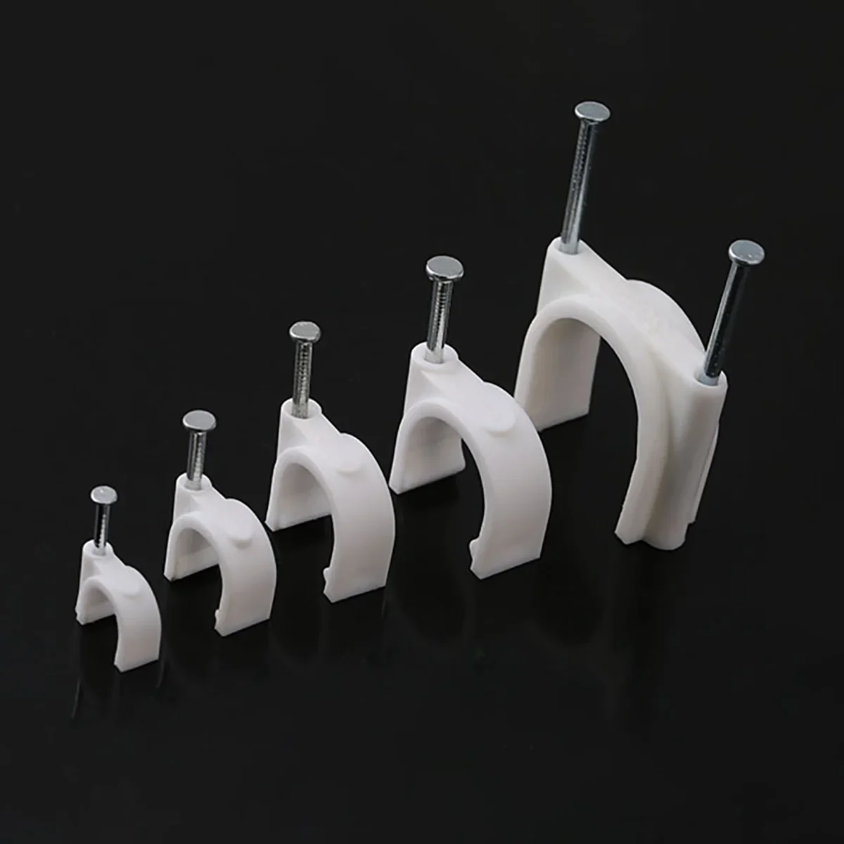 Flat White Cable Clip 4 MM-50MM With Fixing Nail For TWIN & EARTH Electric Wire