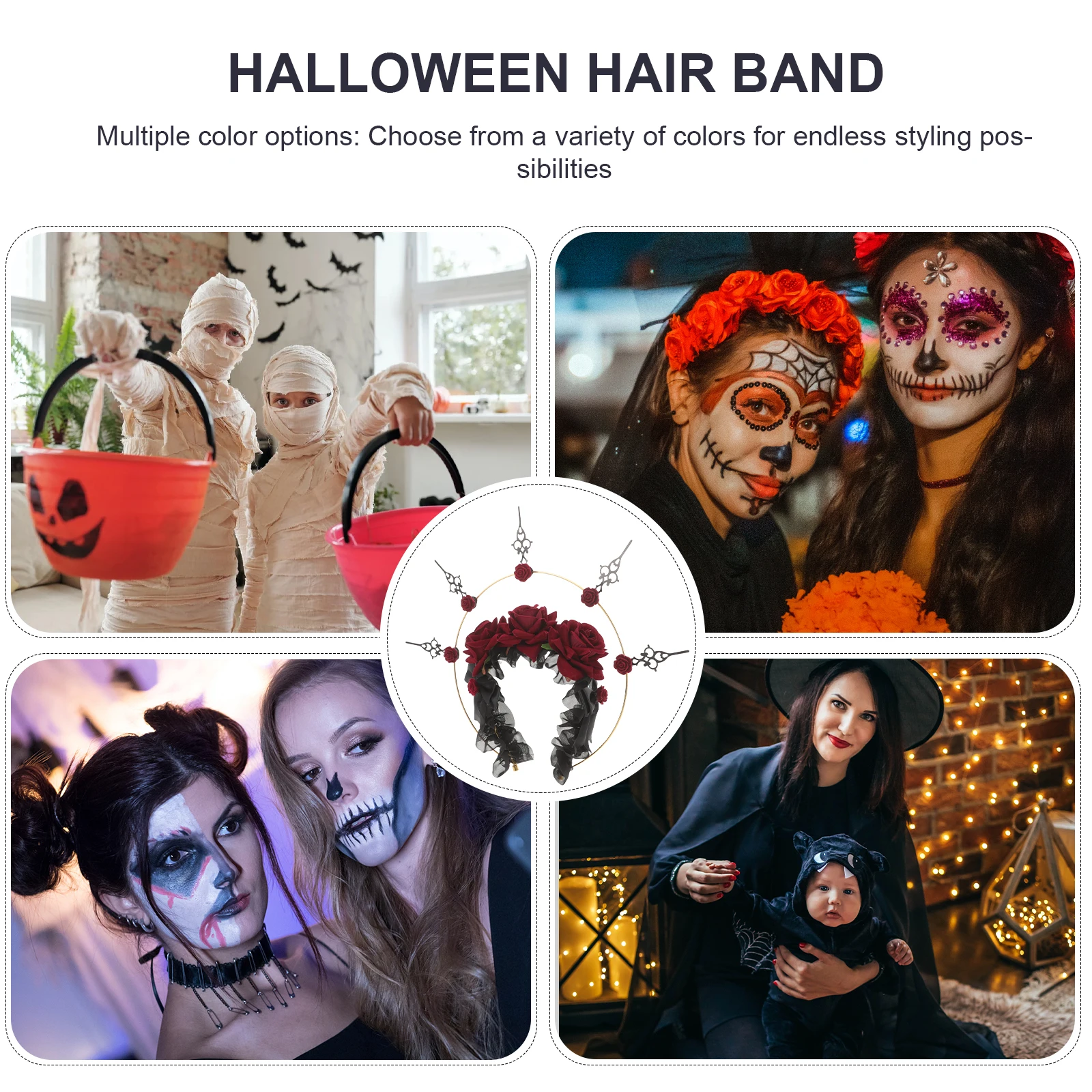 

Gothic Crown Hair Accessories Halloween Headpiece for Women Party Bands Headdress Goddess