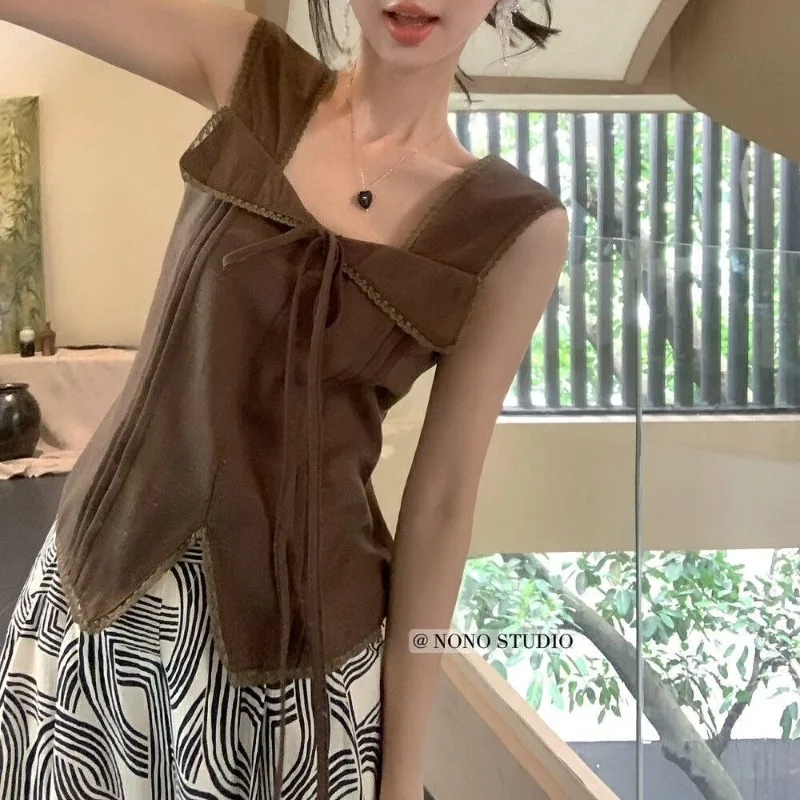 

Women Clothes Summer Fashion Casual Button Solid Color V-neck Female Simplicity All-match Appear Thin Sleeveless Tank Top Tops