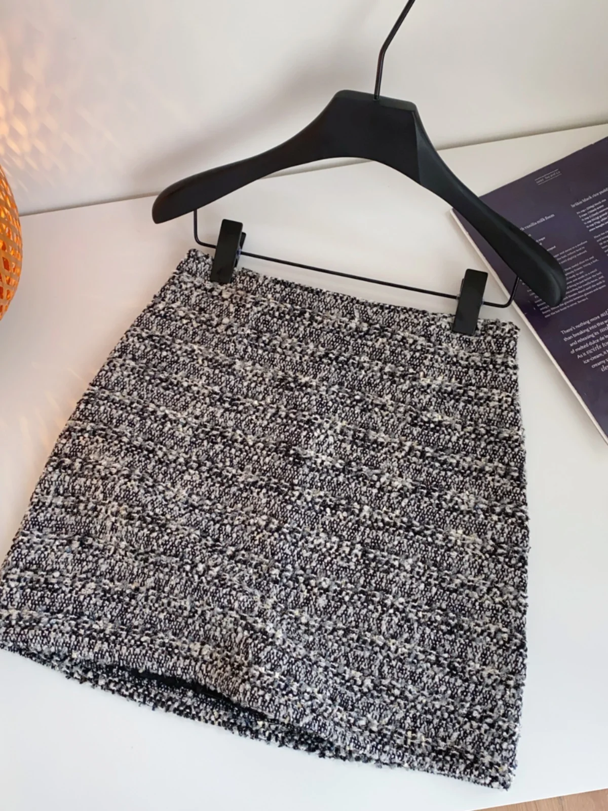 falda e de Tweed ueso de cintura alta para mujer, falda acampanada antira a la moda, Falda corta de estilo c...