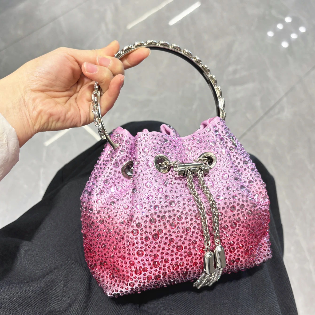 Uchwyt Rhinestones Wieczorowa kopertówka Torebki i torebki luksusowa designerska torba na ramię Błyszcząca kryształowa torebka kopertówka — zdjęcie 7