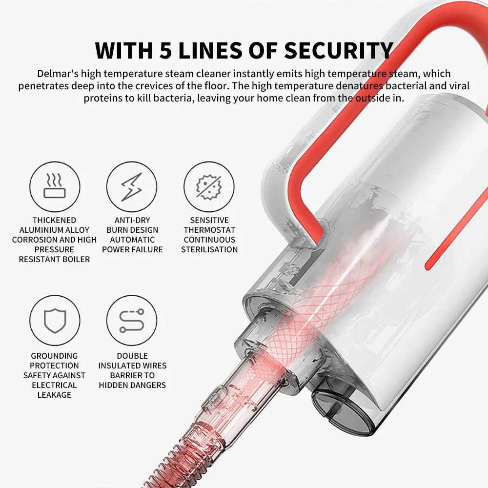 Youpin Deerma ZQ610 منظف بخاري متعدد الوظائف ممسحة التنظيف المنزلية Aspirador 5 قالب مرفقات من Youpin