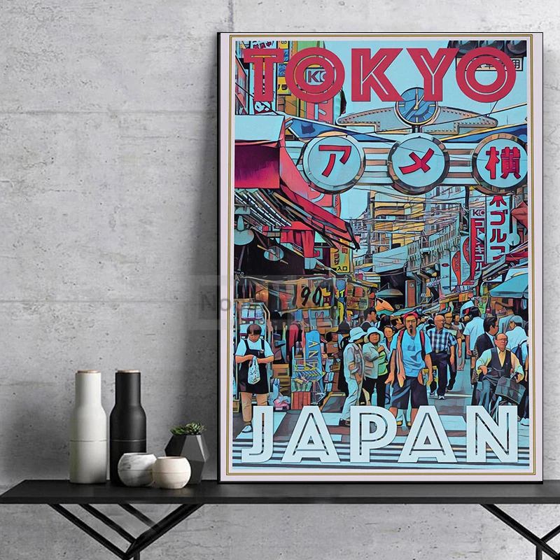 Vintage Japan Travel Poster Tokyo Kyoto Osaka Miyajima Prints Canvas Painting Wall Art Pictures Home Room Vintage Japanese Decor