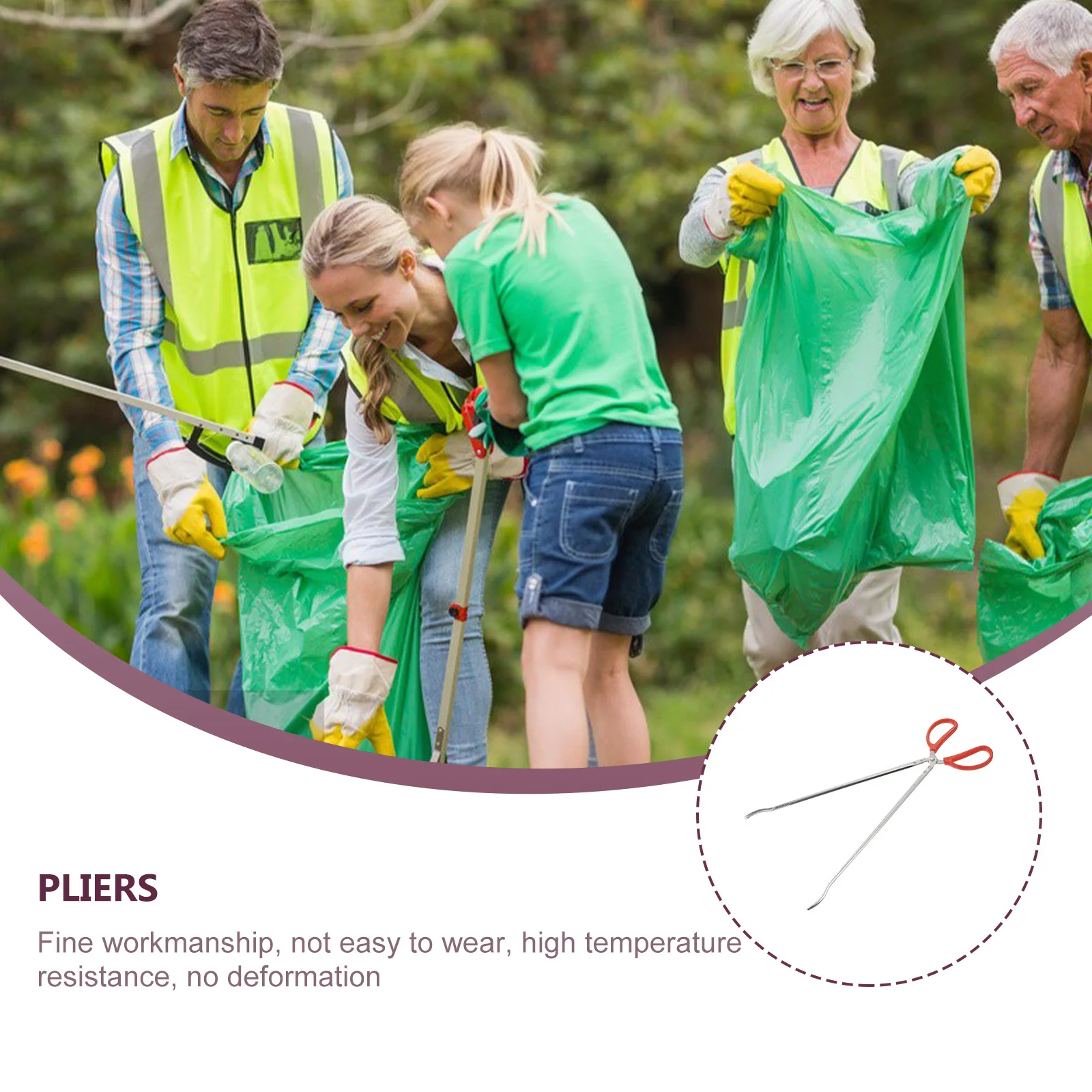 

1Pcs Stainless Steel Clamp Yard Garbage Clamp for Household Tongs Barbecue Fire-Tongs Briquette Clamps Grilling Supplies Outdoor