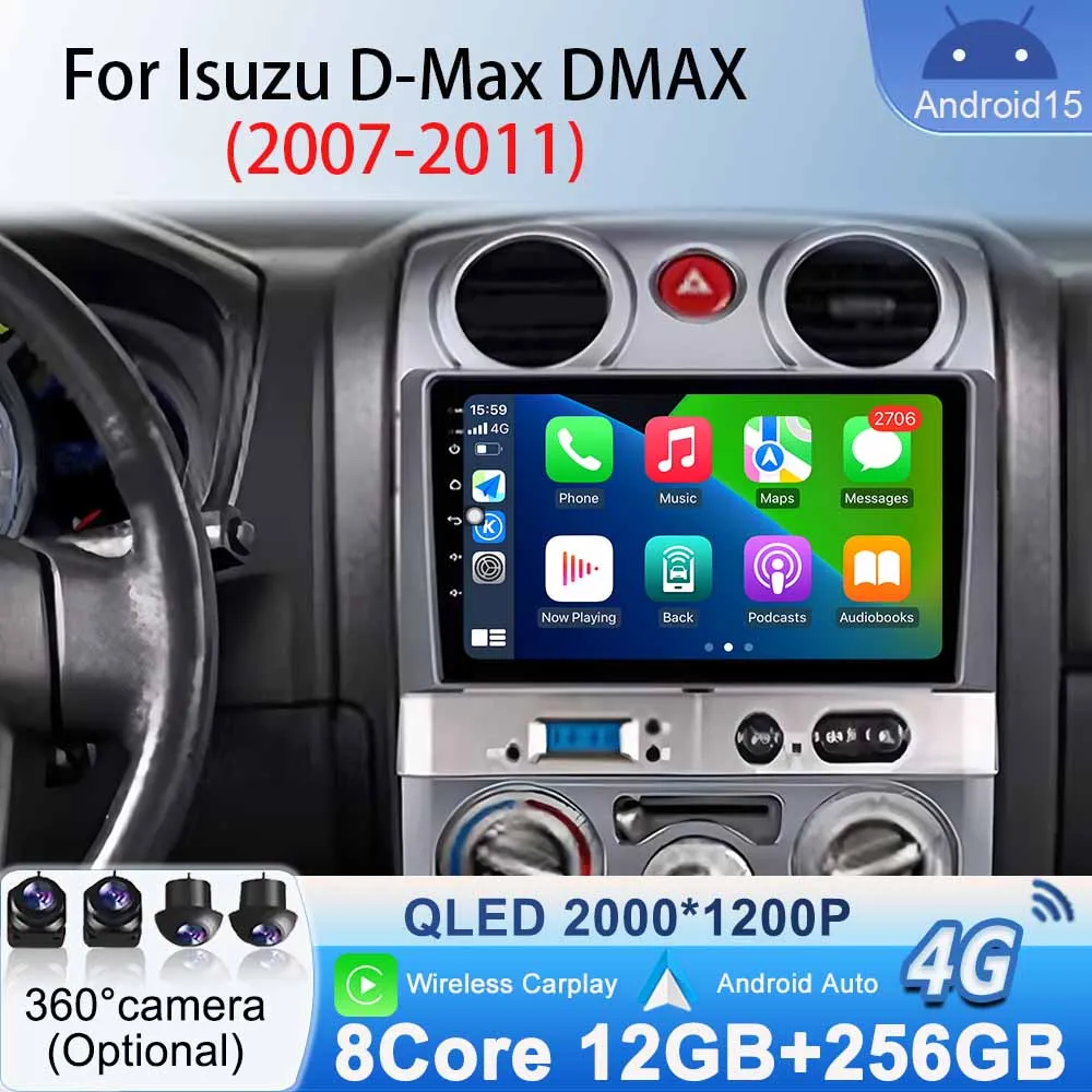 Car Radio for Isuzu D-Max DMAX 2007 - 2011 Stereo GPS Navigation Multimedia Video Player Android 15 No 2din Carplay Android Auto
