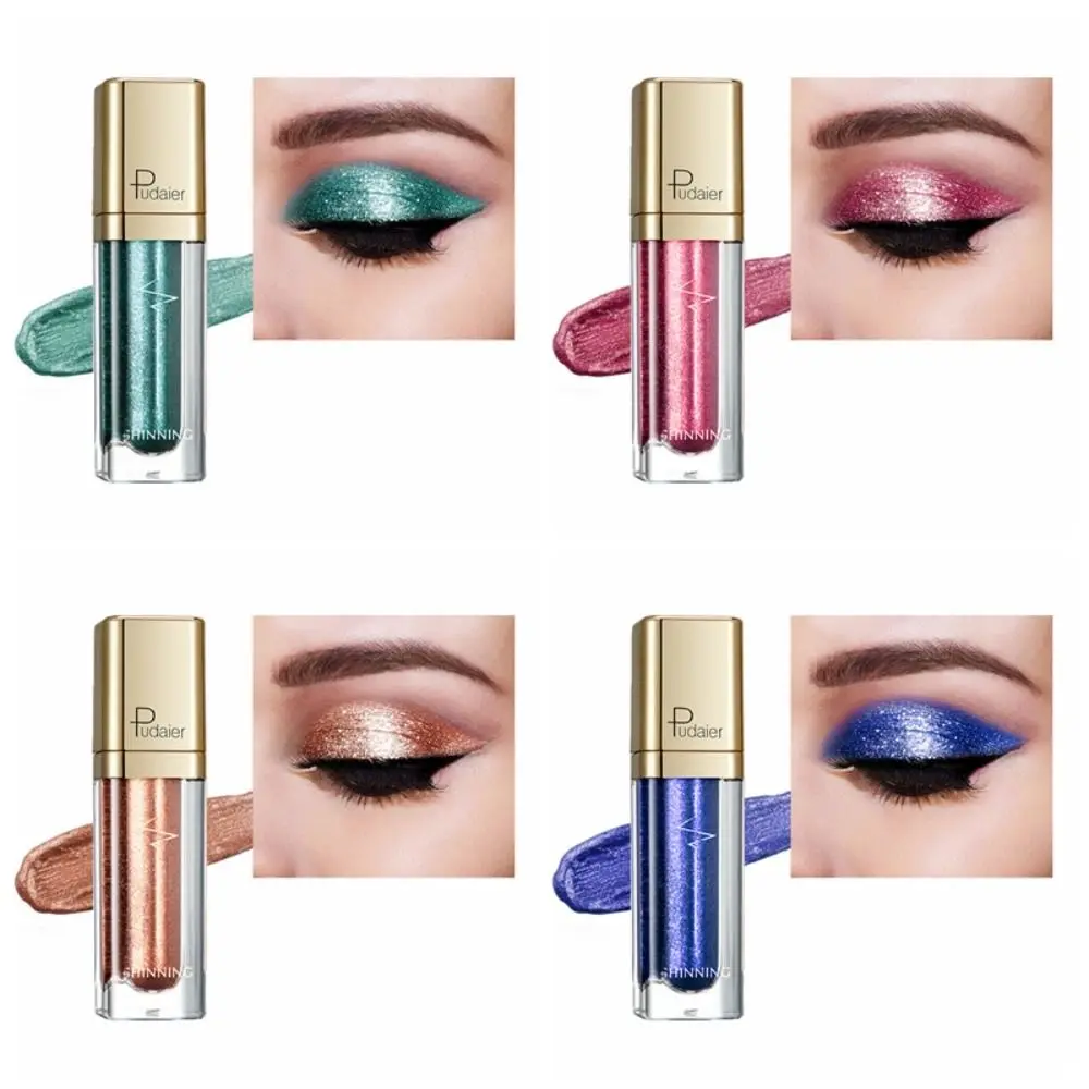 Colorful Cosmetic Tool Highlighter Pearlescent Liquid Eye Shadow Long Lasting Waterproof Shimmer Glitter Eyeshadow Make Up